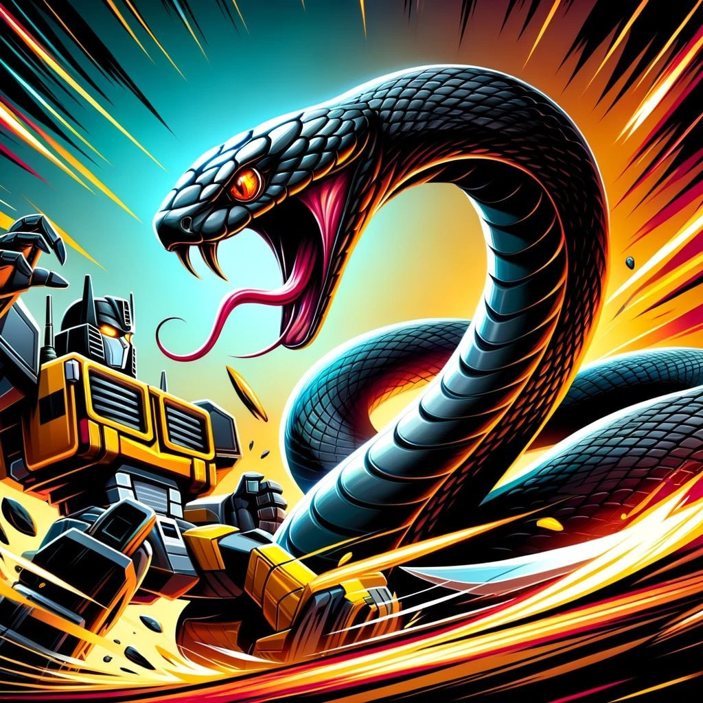 Mamba Snake and Robot Illustration